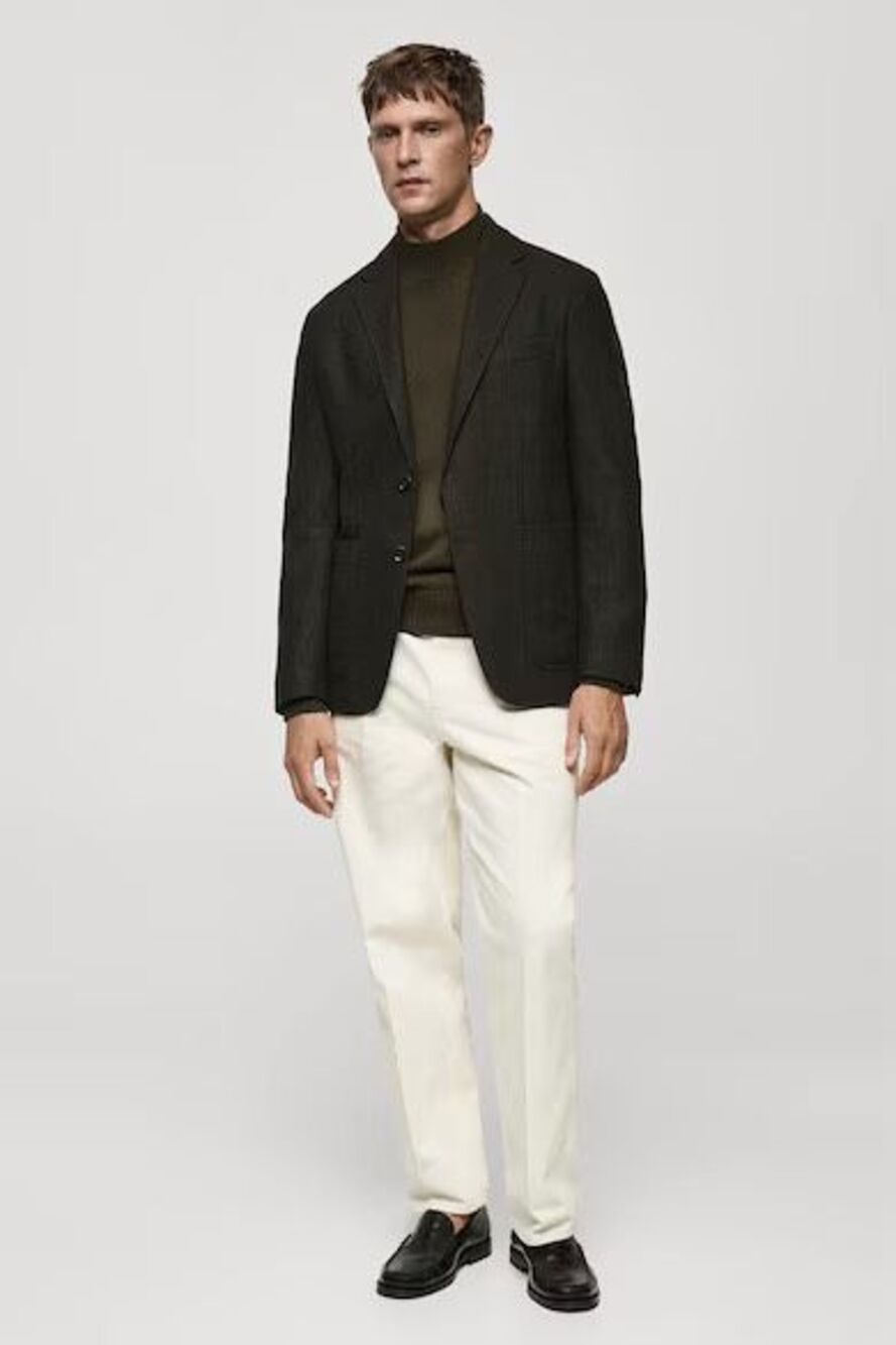 MNG by MANGO $229 Wool Blend Slim Fit Suit Jacket Prince of Wales 38 NEW